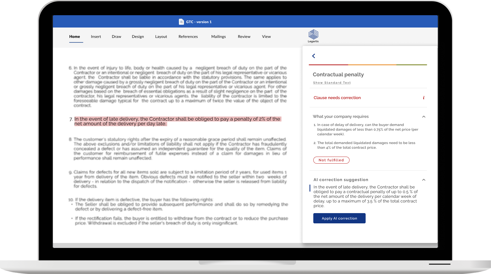 AI Corrections during contract work